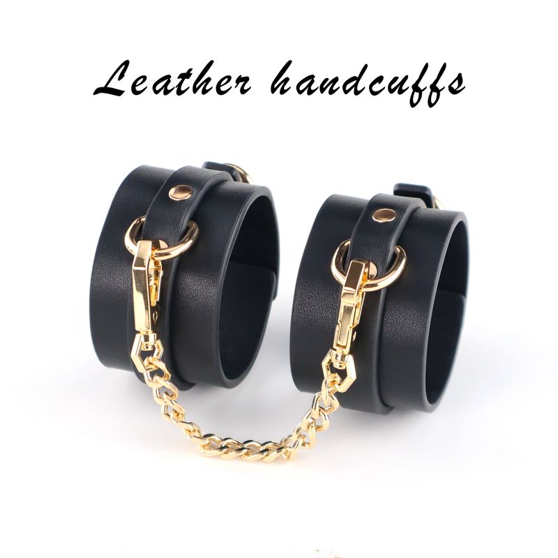 Sexy SM Handschellen Bondage Paar Flirten Requisiten Weibliches Training Leder Hand- und Fußfesseln Alternative Produkte für Erwachsene_voghion.com