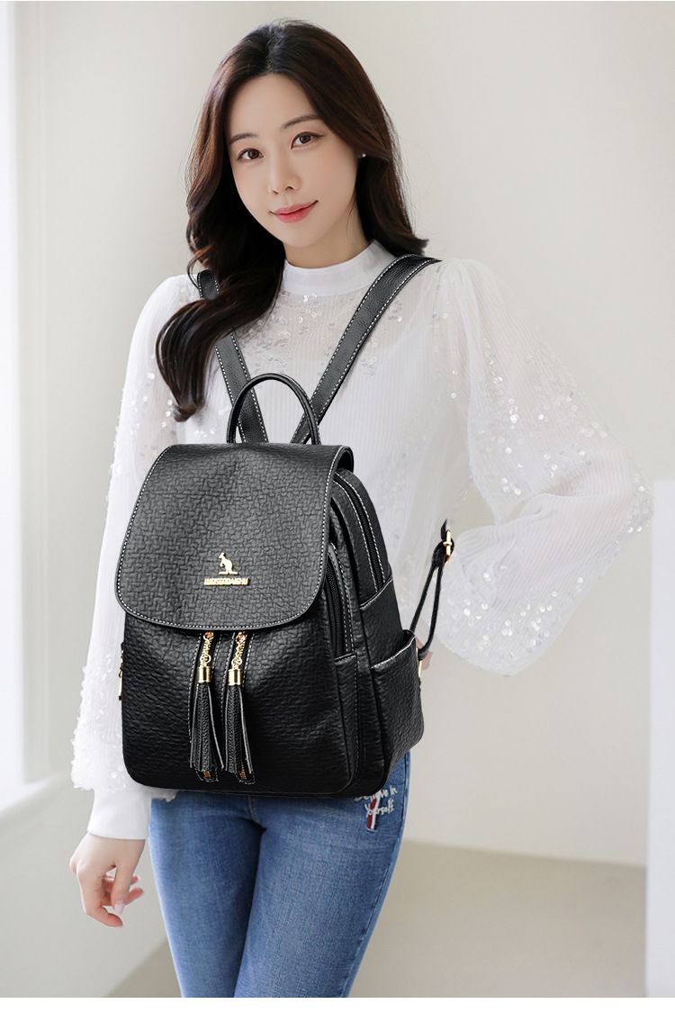 Shoulder bag for women, new fashionable high-end, elephant patterned travel backpack, simple and versatile, soft leather_voghion.com