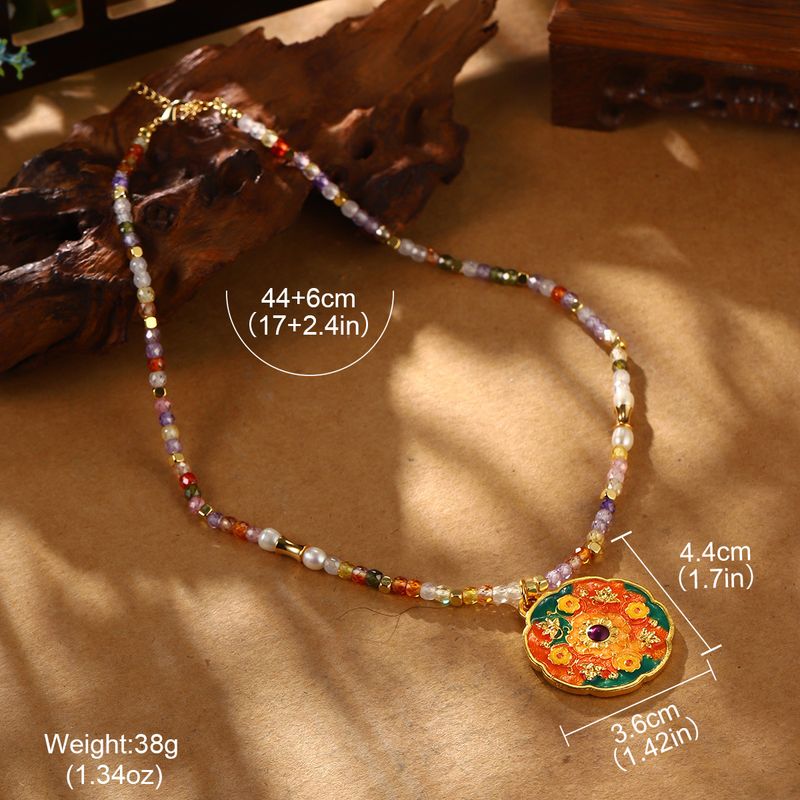 Nuova collana cinese in smalto a forma di farfalla, ciondolo a forma di fiore retrò, collana cava con perline e catena a clavicola, tendenza nazionale_voghion.com