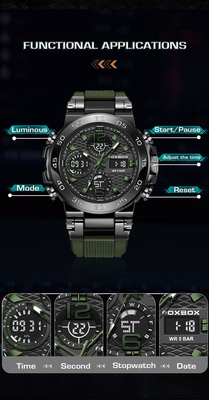 Nuevo reloj electrónico multifuncional con doble pantalla, moderno reloj de cuarzo luminoso con esfera grande para estudiantes y deportes._voghion.com