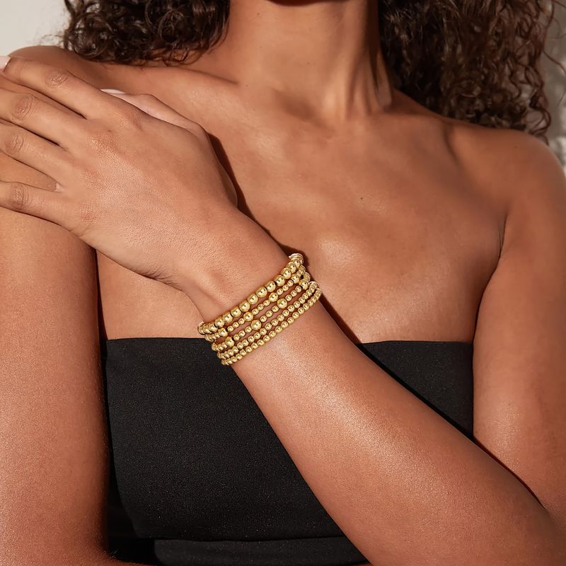 Damen Goldarmband, 14K vergoldetes Perlenarmband, Gold String Perlenarmband Stapelset, Verstellbares Armband Set, Damen Wasserfest Schmuck Geschenk_voghion.com