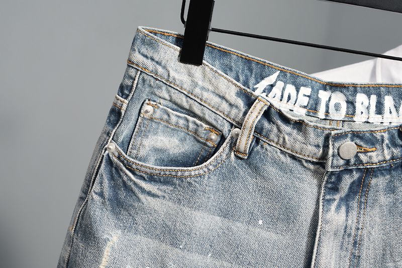 Pantalon 5/4 en denim léger et fin d'été, trous grattés pour hommes, marque tendance avec bords rugueux, pantalon 5/5 mendiant_voghion.com