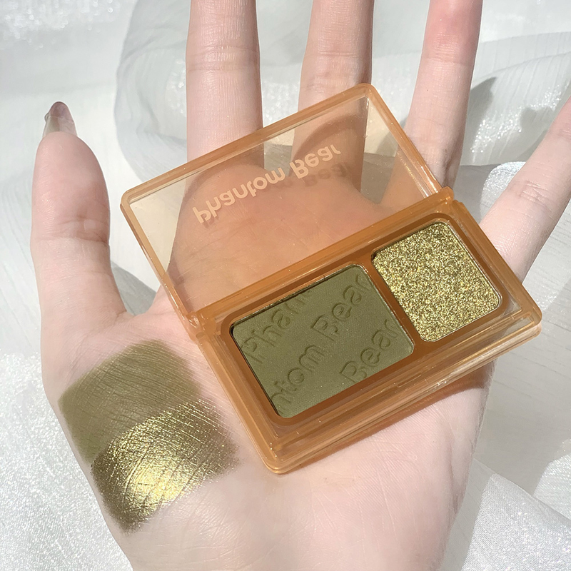 Ombretto Neon Nude Palette Ombretto bicolore perlescente Shimmer Glitter Green Earth Color Eye Shadow_voghion.com