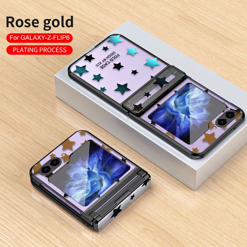 Electroplating Star Pattern Phone Case for Samsung Galaxy Z Flip 6 5 4 3 Flip6 Flip5 Flip4 Flip3 Protective Cover_voghion.com