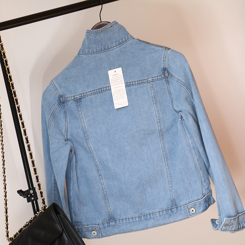 Nuova giacca di jeans da donna primavera e autunno 2022 giacca di jeans corta casual da donna versione coreana giacca di colore solido_voghion.com