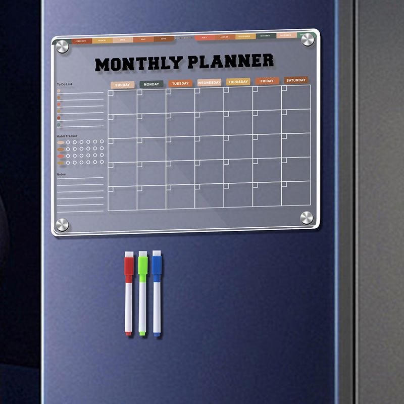 Acryl Whiteboard Uitwisbaar Berichtbord Schrijfbord Huishoudelijke Week- en Maandplanner Koelkast Magnetisch Bord Whiteboard_voghion.com