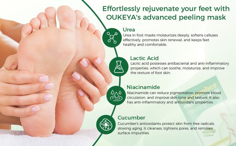 OUKEYA Cucumber Avocado Foot Mask Nawilżająca, Odżywcza - Głębokie Nawilżenie, Złuszczanie, Pielęgnacja Stóp Dla Suchych Popękanych Stóp_voghion.com