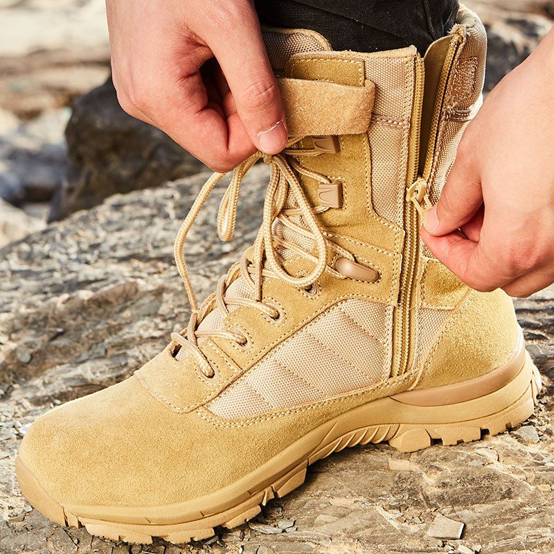 Black Combat Boots Flying Tiger Boots High-top Autumn And Winter Breathable Tactical Boots Men's Training Shoes_voghion.com