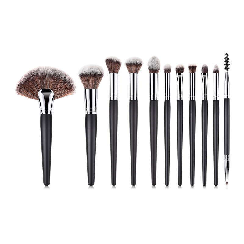 5/7/11/12 Stück Make-up-Pinsel, Make-up-Werkzeuge, Augenset, Lidschattenpinsel, schwarzes und silbernes GUIHUI_voghion.com