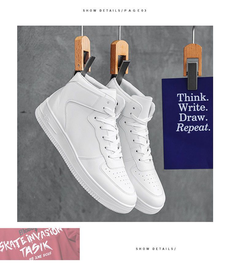 Jesenske i zimske visoke, moderne korejske sportske cipele za 2024., nove muške ležerne, svestrane bijele cipele za muškarce_voghion.com