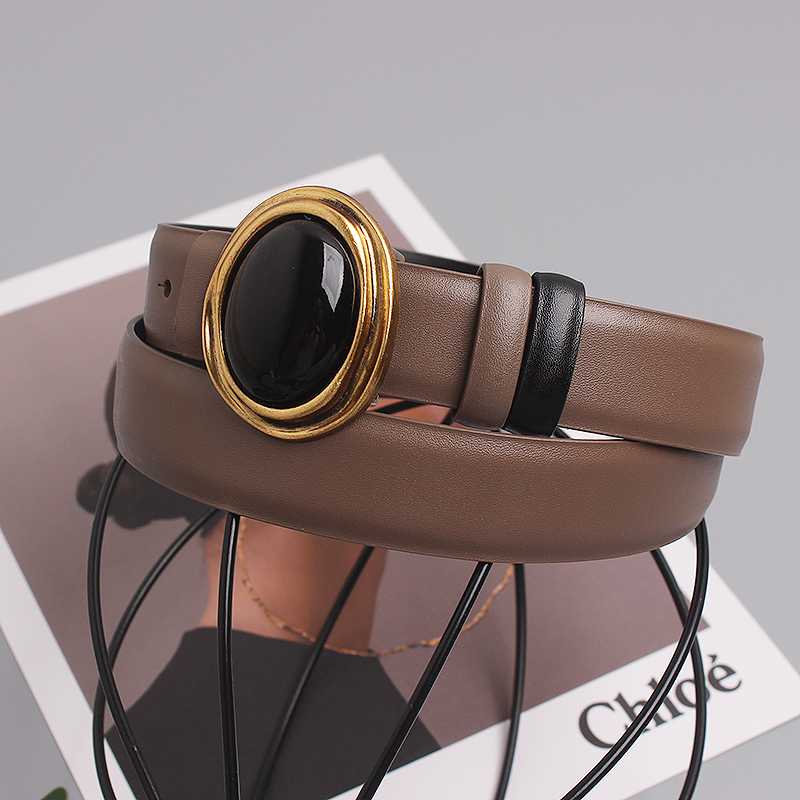 Obsidian-Gürtel Y-Familie im gleichen Stil, runde Schnalle, Gürtel aus echtem Leder, Pullover, Jacke, Anzug, Taillengürtel, zwei Schichten Rindsleder_voghion.com