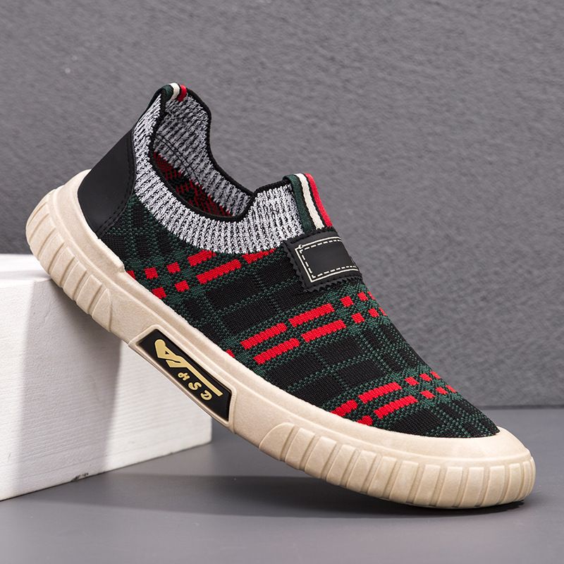 One step socks shoes 2024 summer new mesh breathable shoes lazy shoes mesh sports casual men's shoes cloth shoes_voghion.com