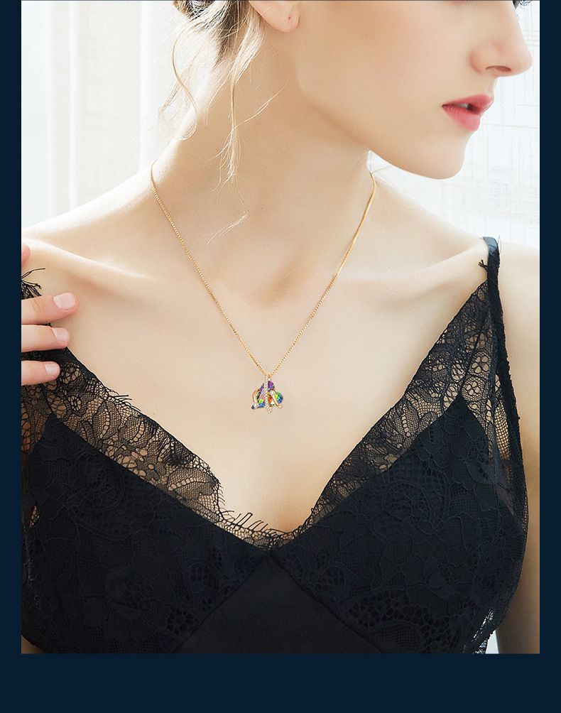 Aurora Love Halskette mit Nischendesign, modische, schlichte, schillernde Kristallkette für Damen_voghion.com