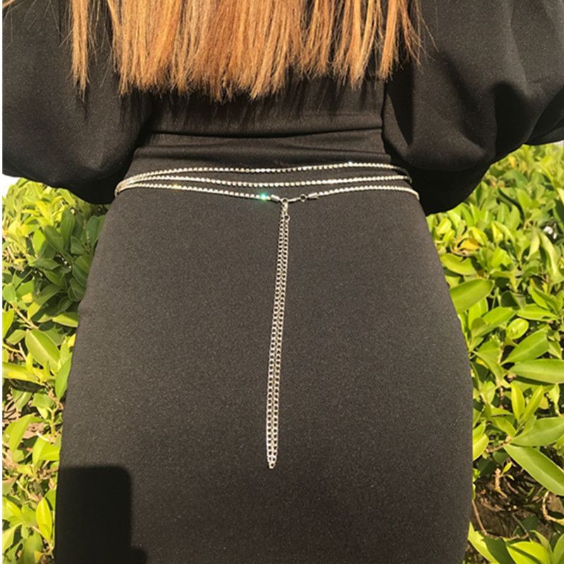 Gioielli da donna con catena in vita con diamanti scintillanti e tripli con diamanti singoli_voghion.com