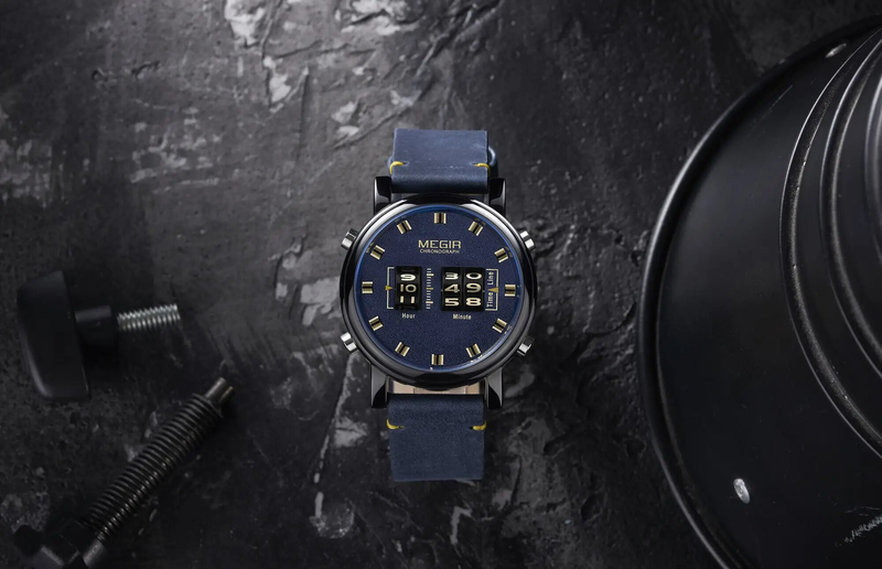 Roller Pointer da uomo Orologio da polso al quarzo con cinturino in pelle sportivo militare di lusso Mascilino_voghion.com