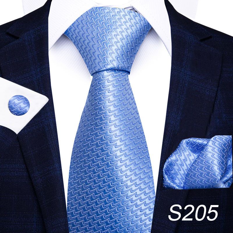 Corbata de seda de poliéster de alta calidad unisex para hombre, corbata formal de color sólido, bolsillo, toalla, gemelos, juego de jacquard_voghion.com