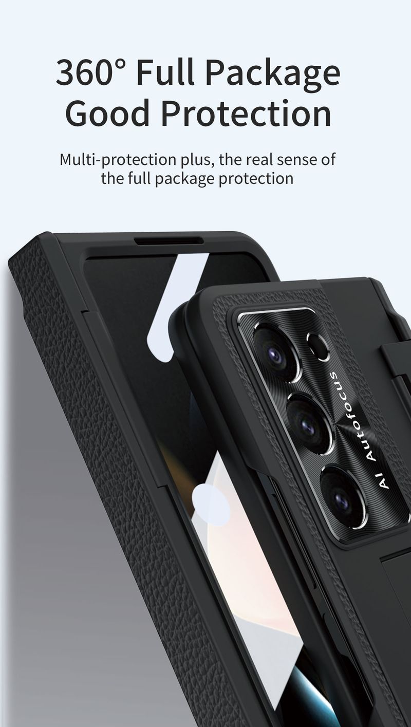 For Samsung Galaxy Z Fold 3 4 5 Luxury Business Multi Function Tempered Screen Protector Film Holder Phone Case Cover_voghion.com