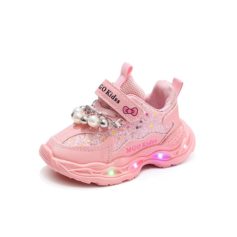 Chaussures de princesse lumineuses et légères, chaussures de sport décontractées pour filles, avec chaîne en perles, nouvelle collection 2025_voghion.com