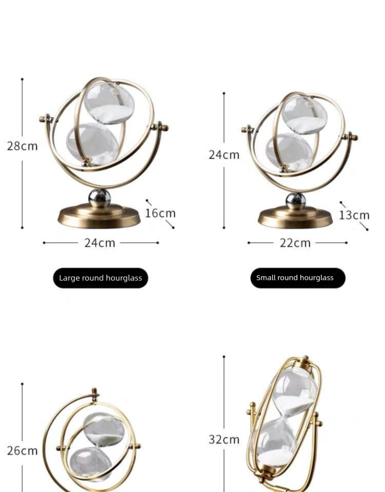 Luxuriöse, hochwertige 3D-Sanduhr aus Metall als Tischdekoration für Wohnzimmer, Weinschrank, Büro oder Zuhause_voghion.com