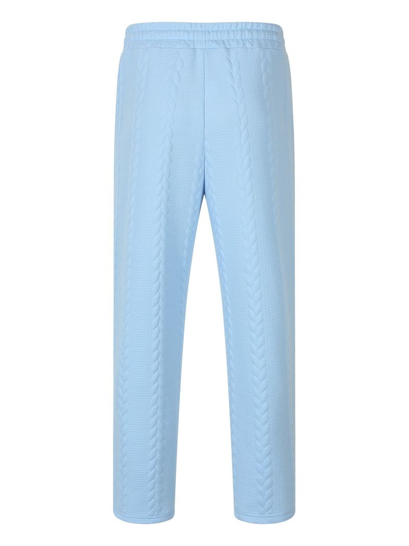 Men's Retro Casual Jogger Pants With Drawstring Waist, Solid Color & Jacquard Design, Comfortable Stretch Fabric For Outdoor & Daily Wear_voghion.com