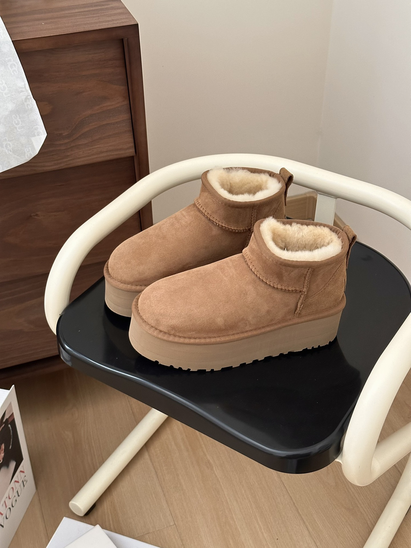 2023 Autumn/Winter Mini Thick Bottom 5cm Fashion Style Henan Sangpo Snow Boots Women's Leather And Fur One Piece_voghion.com
