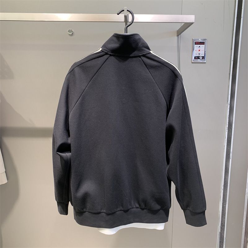 Man's clothing Knit jacquard ribbon splicing sportswear suit men's handsome stylish zip-up sweatpants_voghion.com