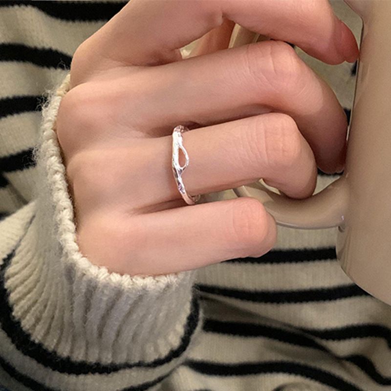 Fashion Minimalist Sterg Sier Stacked Geometric irregularity Opening Ring Adjustable for Women Trendy Jewelry Gift Wholesale_voghion.com