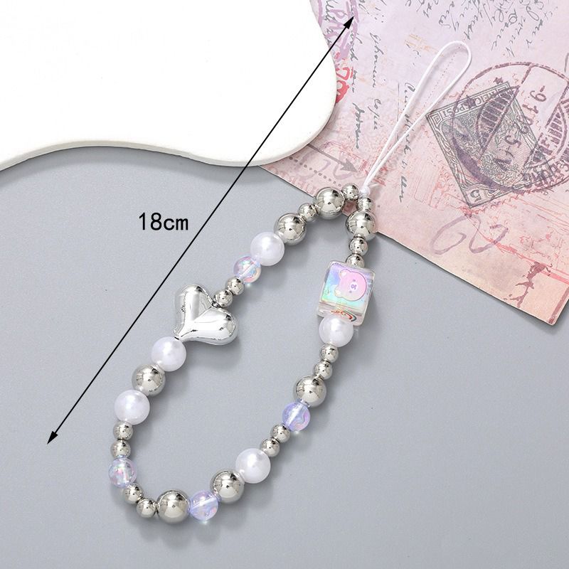 Correa para teléfono con lazo y corazón de amor de Corea, cadena con nudo para llavero, cordón para teléfono móvil, bolso para mujer y niña, colgante para cámara para funda_voghion.com