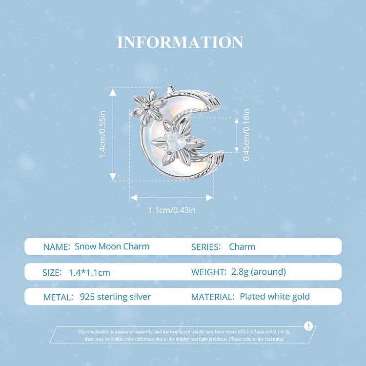 Snow Moon Charm Sterling Silver Charm,BSC1072_voghion.com