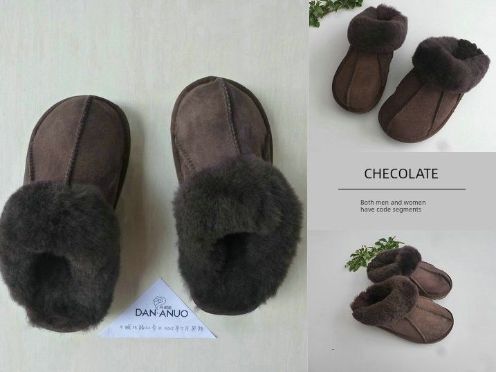 Fall Winter Men's And Women's Closed Toe Does Not Smell Real Fur Plus Size Slippers_voghion.com