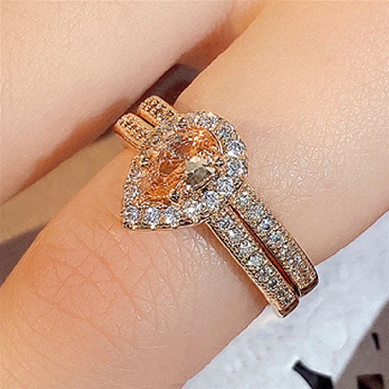 Bagues de luxe pour femme, en argent sterling 925 (lot de 2), ornées de pierres CZ en cristal brillant._voghion.com