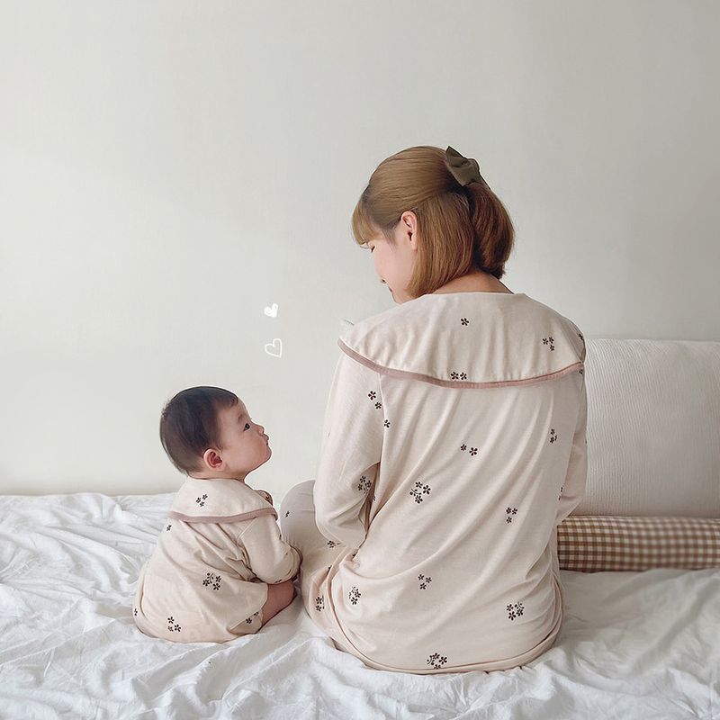 Pijamas para niños de estilo coreano Minicowmother, ropa de otoño e invierno para el hogar, ropa antibacteriana con aire acondicionado para bebés, traje para niños_voghion.com