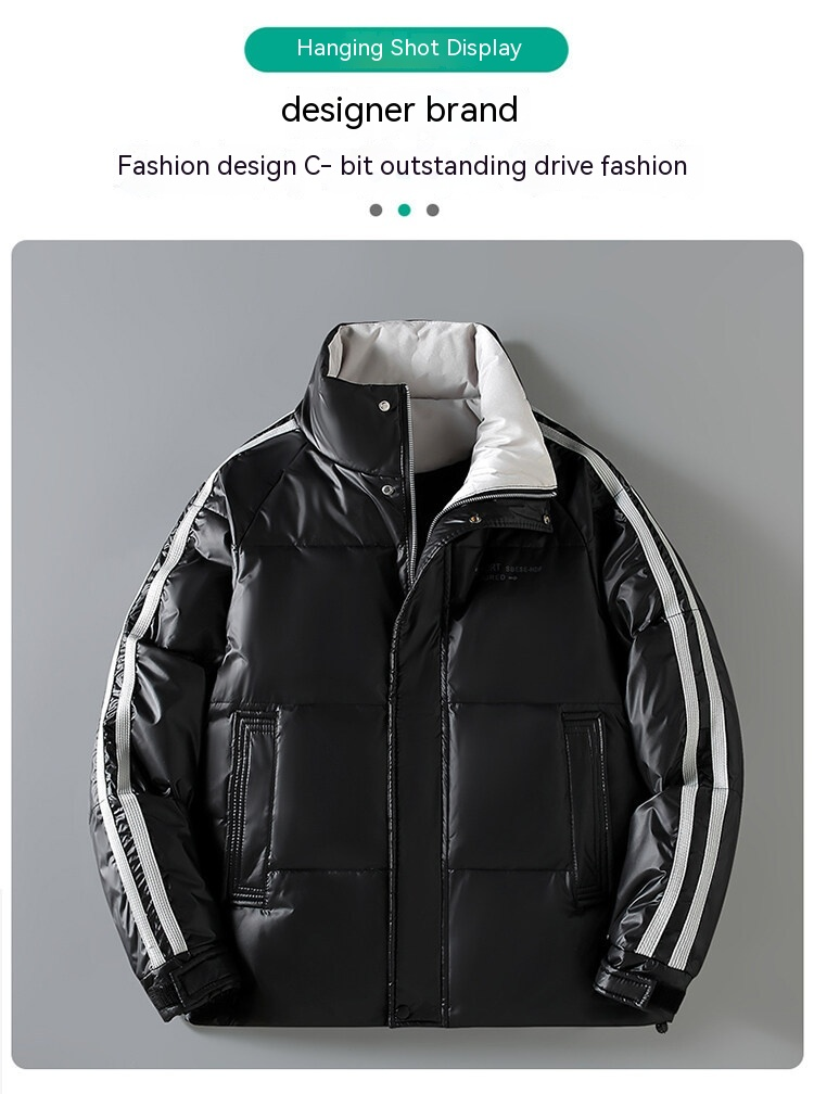 Piumino da uomo nuovo autunno e inverno 2024 caldo piumino d'anatra bianco di tendenza con colletto in piedi ispessito_voghion.com