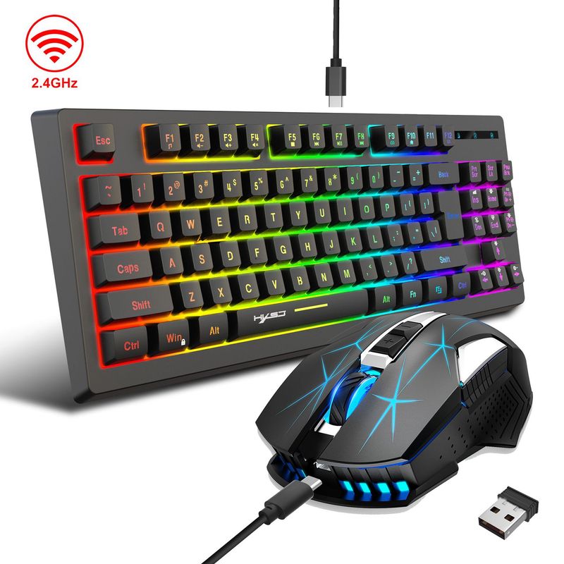 2.4G and Set RGB Film Keyboard Colorful Matte Wireless Mouse Suitable for Office Games_voghion.com