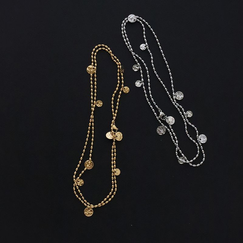 Women's Jewelry Medieval Wishing Pool Gold Coin Glitter Beads Sweater Chain Autumn And Winter Necklace Titanium Steel Silver Whale Rain_voghion.com