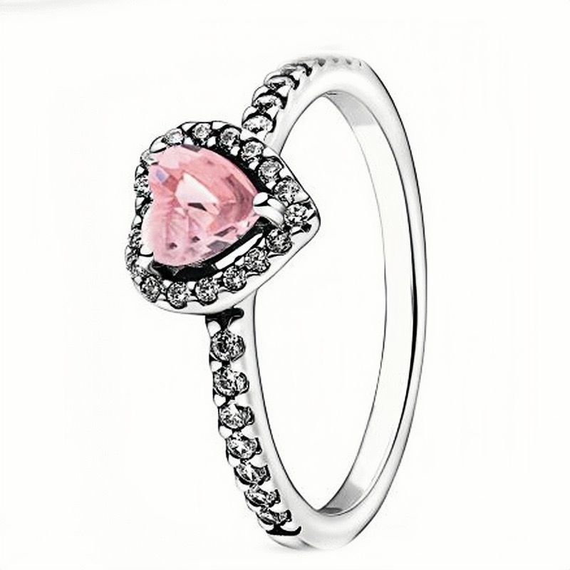 Orecchini a bottone rosa a forma di cuore, anello di diamanti placcato argento, collana con nicchia a forma di cuore splendente, regalo Ins_voghion.com