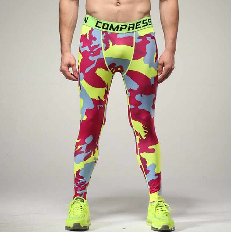 Herrenbekleidung Camouflage Leggings Fitnesshose Herren schnelltrocknend elastisch Feuchtigkeitstransport_voghion.com