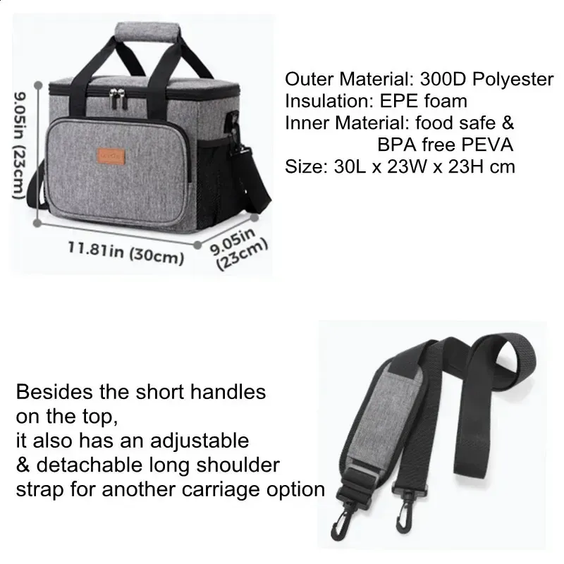 15L Lifewit Große Lunchtasche Isolierbox Weiche Kühltasche Kühltasche Für Erwachsene Männer Frauen Schwarze Taschen 250318l_voghion.com