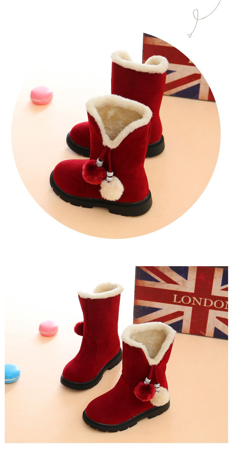 2024 Herbst/Winter Mädchen Lange Eltern-Kind Prinzessin Hairball Schneestiefel, Kinderschuhe, Damen Samt_voghion.com