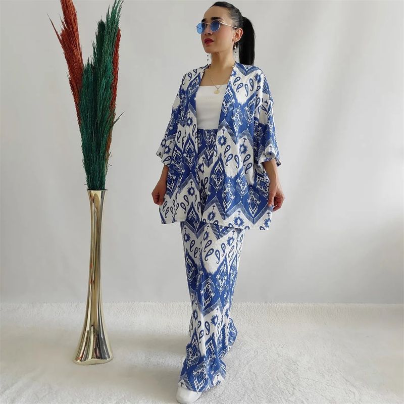 ChicShe Foreign Trade Middle East Damenmode Sommer 2024: Neues, lockeres Plus-Size-Shirt mit Print und halblangen Ärmeln, lässige Hose mit weitem Bein_voghion.com