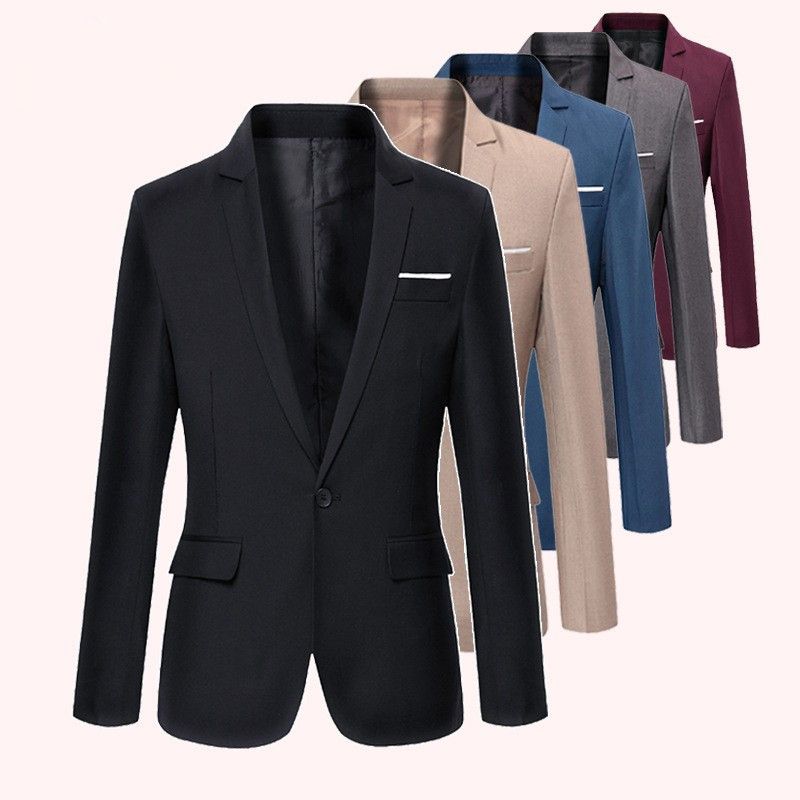 Men's Korean version youth slim fit solid color single row one button small suit jacket_voghion.com