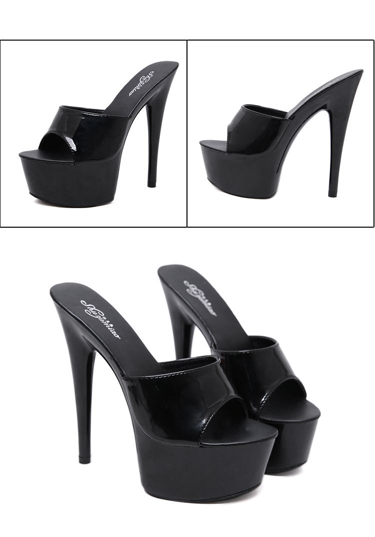 Nuovi sandali con tacco a spillo alti in vernice nera, sexy e impermeabili, con tacco alto e super tacco, per l'estate_voghion.com