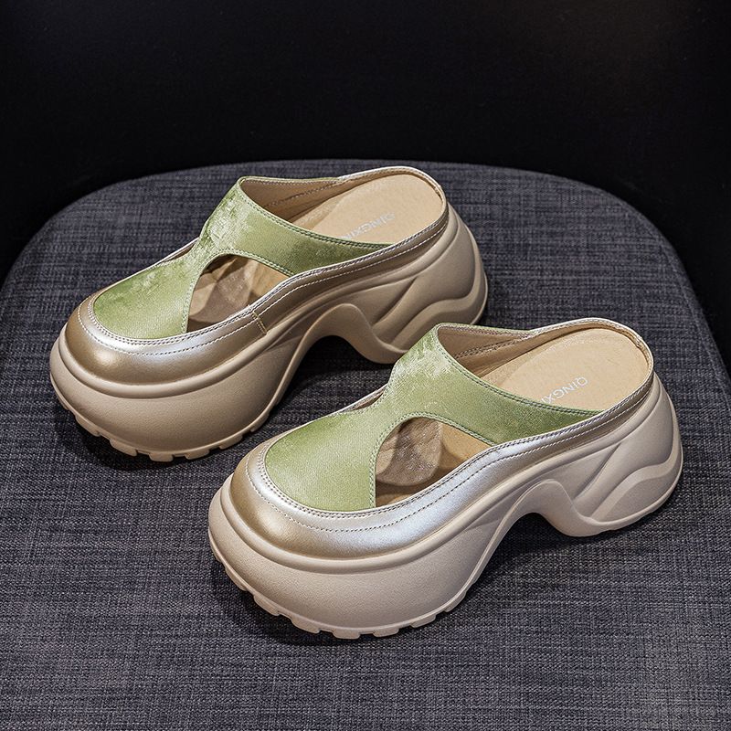 Small Thick-soled Bag Head Slippers Female One Pedal Lazy Wear Casual Versatile Cool Slippers_voghion.com