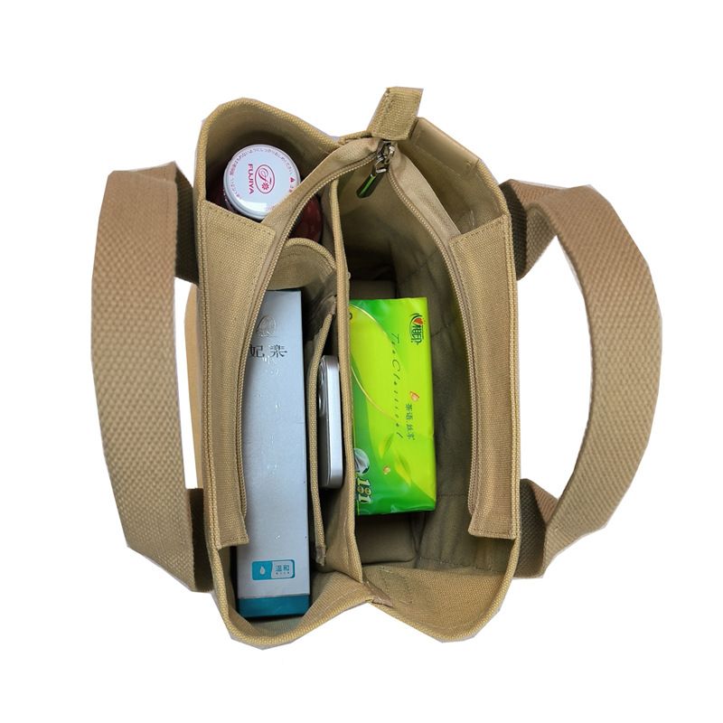 Zipper Shoulder Japanese Rakuten High-end Lunch Handheld 16 An Layer Canvas Women's Bag_voghion.com
