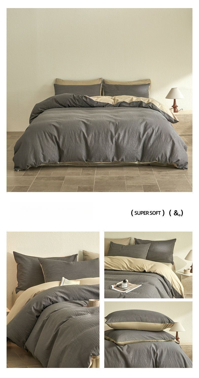 Copripiumino in lenzuola lavabili di lusso leggero in jacquard ABS, quattro pezzi, set di biancheria da letto 2025, gonna da letto, tre pezzi_voghion.com