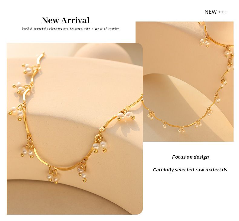 Collana con ciondolo in perle d'acqua dolce in stile francese - Delicato piccolo girocollo di perle, accessorio versatile alla moda per donna_voghion.com