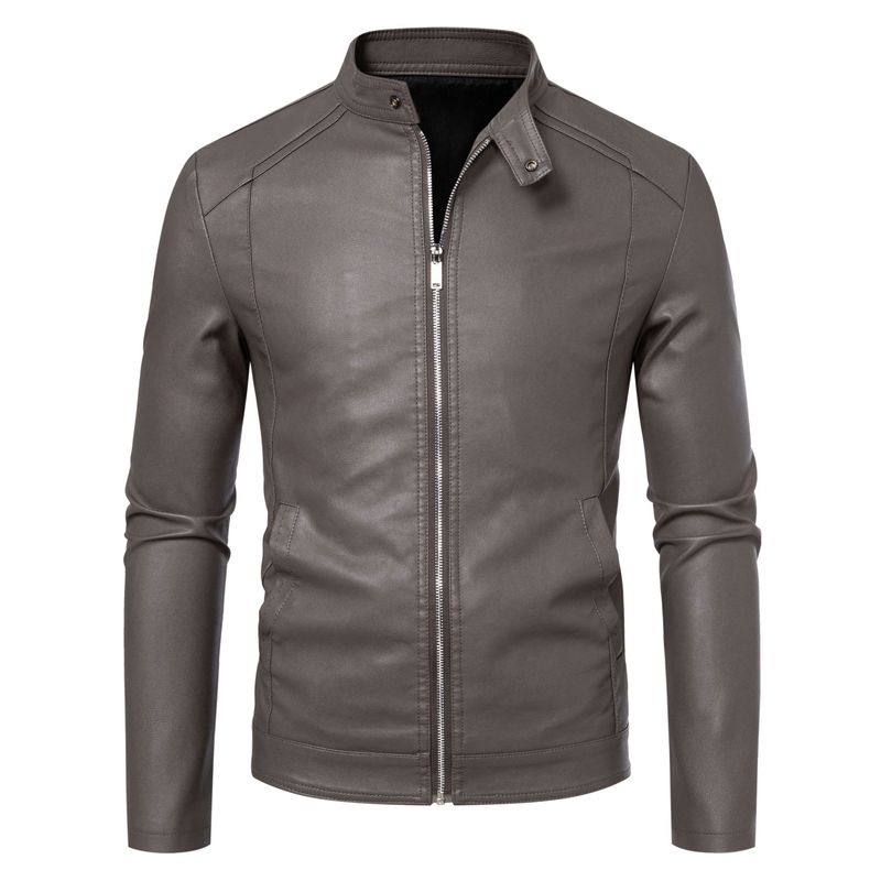 Giacca in pelle spessa, versatile, foderata in pile, vestibilità slim, da uomo, autunno inverno 2025, nuova taglia forte_voghion.com