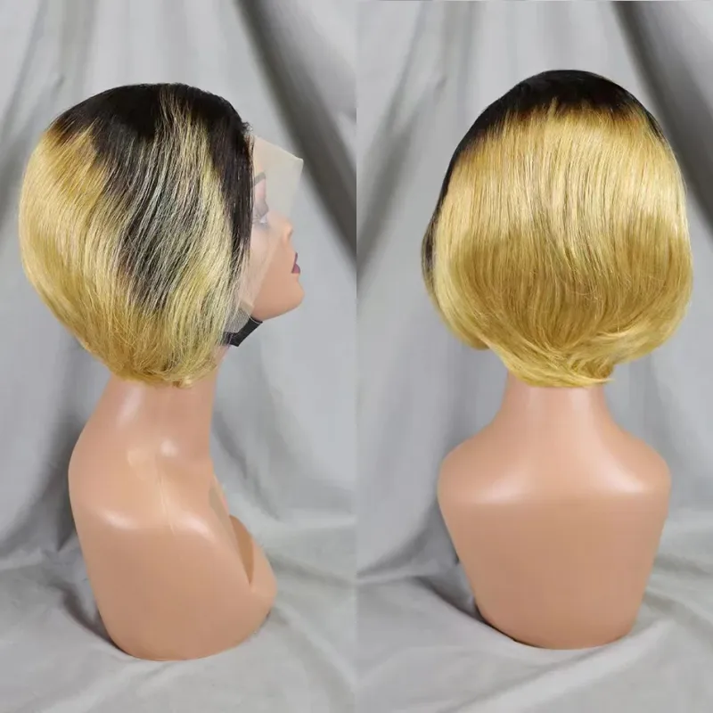Pixie Cut Lace Front Menselijk Haar Bob Pruik Voorgeplukt Babyhaar 13X4 Transparant voor Zwarte Vrouwen_voghion.com