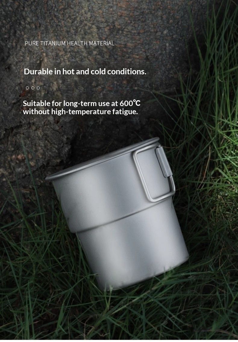 QFV50704555550<== Purifying Titanium Mug Portable Outdoor Travel Tea Maker Folding Handle Boiling Water Cup Camping Set_voghion.com