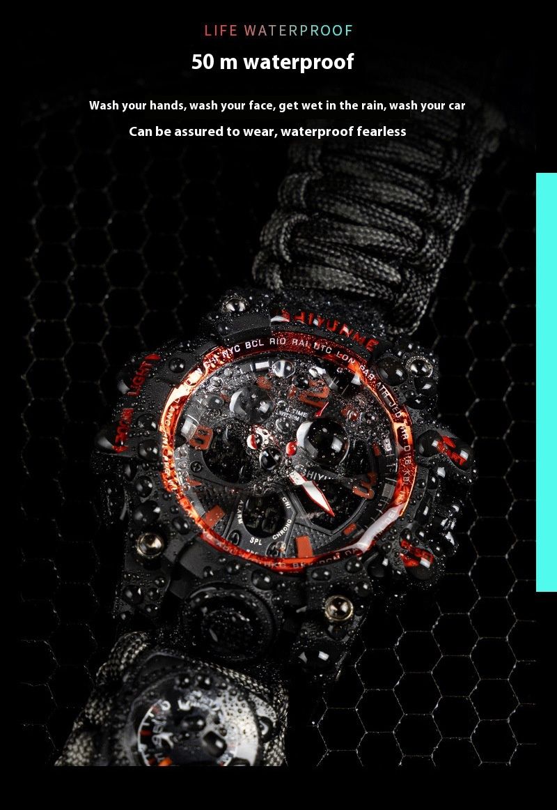 Nuevo reloj electrónico de lujo ligero para hombre, multifuncional, con silbato, brújula, termómetro, reloj de montañismo al aire libre_voghion.com